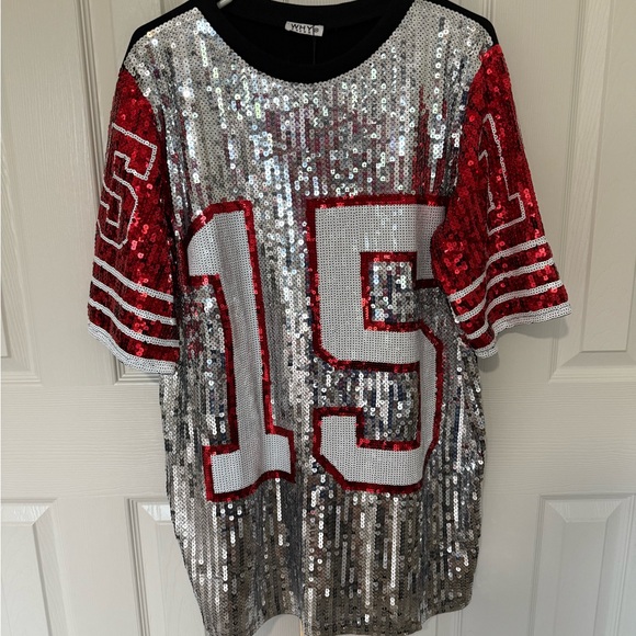Chiefs Silver and Red Sequin Number 15 Dress NWT - Picture 2 of 6